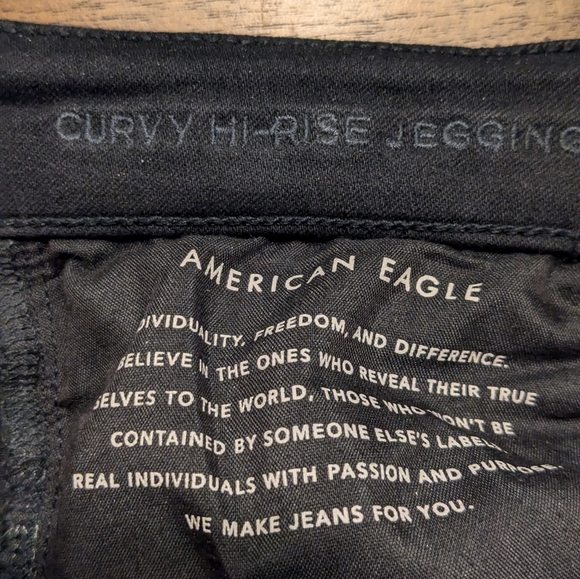 American Eagle CURVY Hi-rise Jeggings sz 14 in  Black Ripped Shredded Distressed - Picture 4 of 5